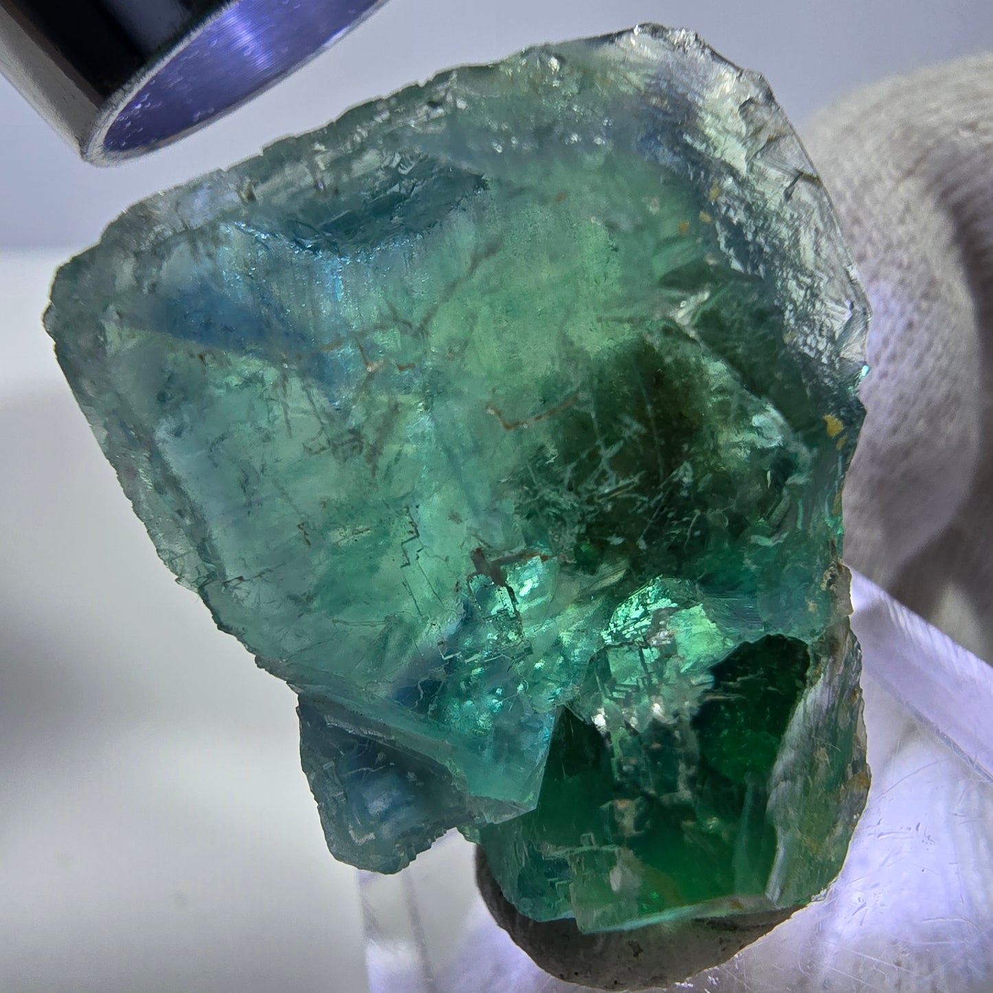 Spécimen de cube de fluorite fantôme, parqueté, vert turquoise Okorusu, Namibie 29*24*19mm 