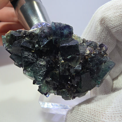 Clear Phantom Fluorite Cube Specimen zonal green purple Okorusu, Namibia 60*39*24mm 