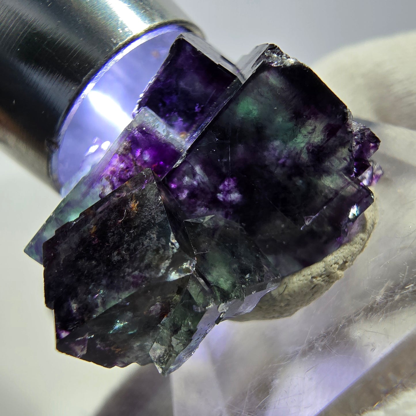Spécimen de cube de fluorite fantôme zonal, vert violet Okorusu, Namibie 25*24*14mm 