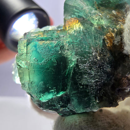 Rare spécimen de cube de fluorite fantôme, parqueté vert Okorusu, Namibie, 47 x 31 x 28 mm 