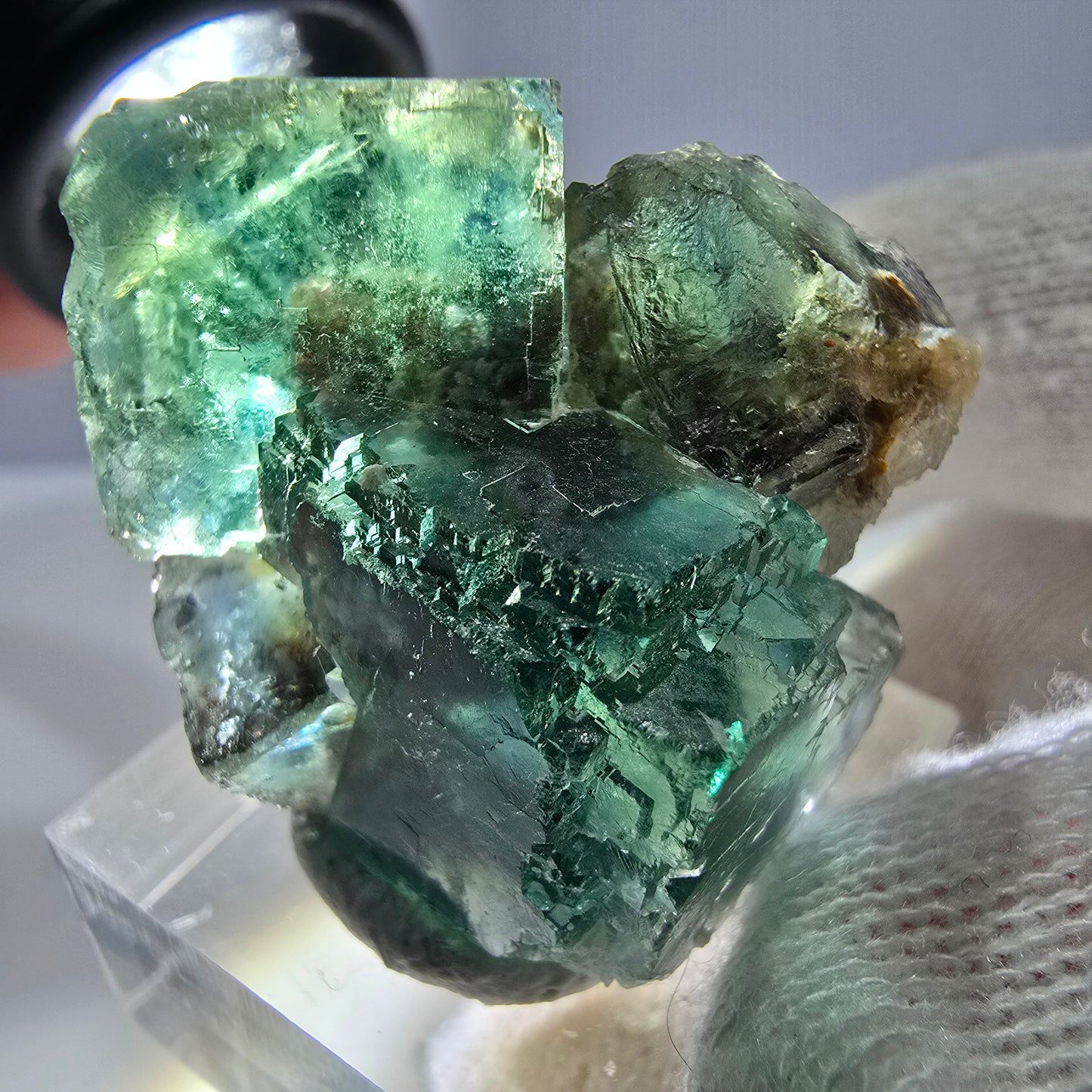 Spécimen de cube de fluorite fantôme parqueté vert turquoise Okorusu, Namibie 37*32*22mm 