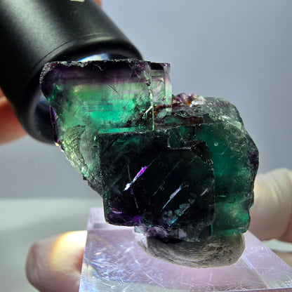 Seltene Fluorit Würfel Stufe, grün lila Okorusu, Namibia 29*28*27mm