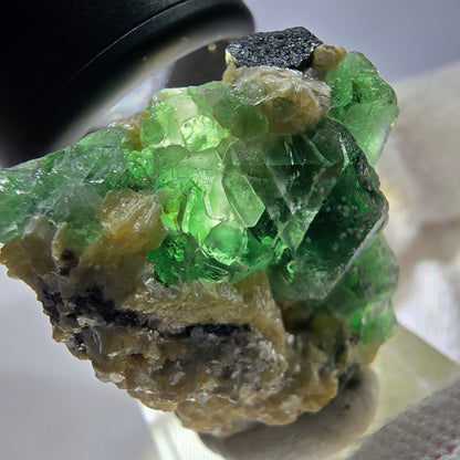 Cube de fluorite fantôme, tourmaline muscovite hexagonale Schörl Erongo Namibie 33*30*25mm 