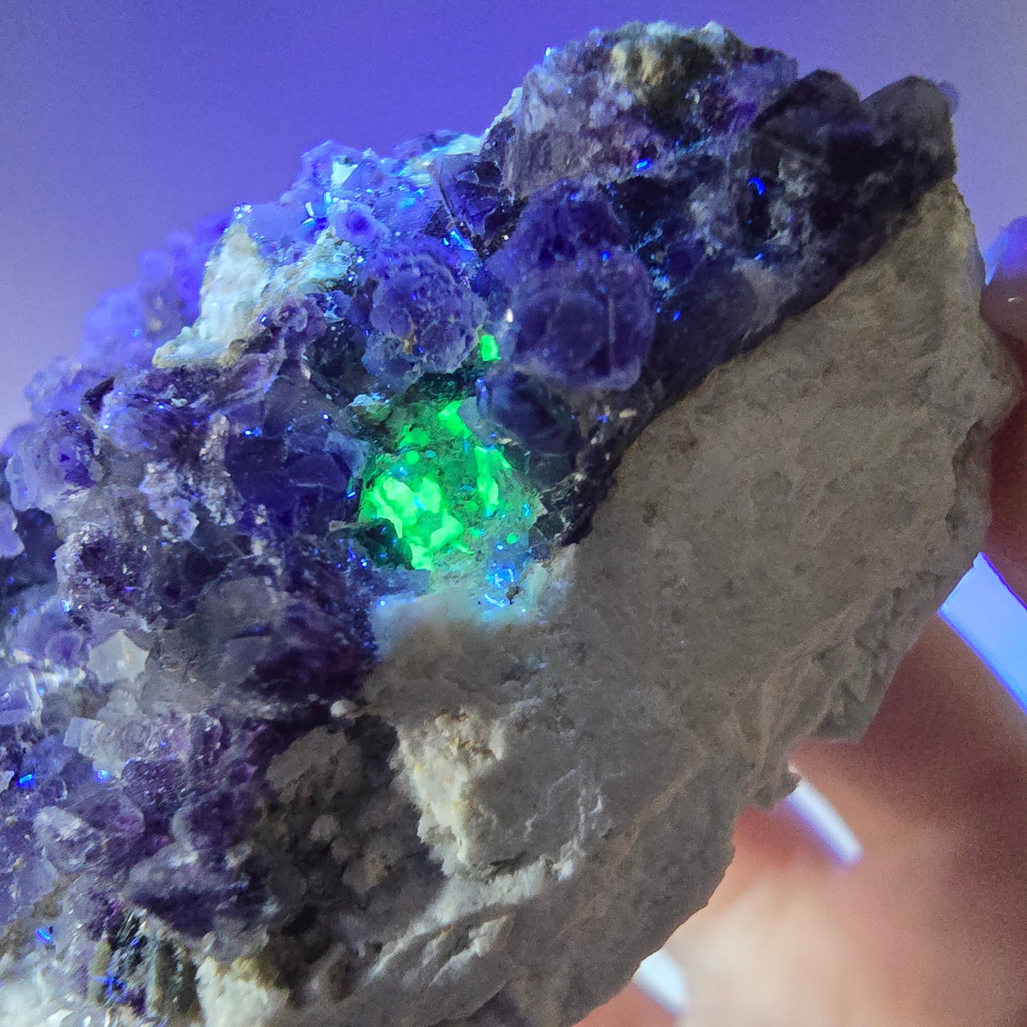 Phantom Fluorit Würfel Hyalit Muskovit Orthoklas Stufe Erongo Namibia 68*46*33mm