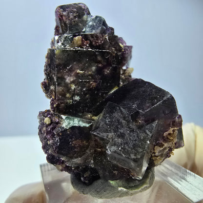 Phantom Fluorit Würfel, Quarz Stufe, grün lila Okorusu, Namibia 39*29*18mm
