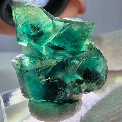 Cube de fluorite fantôme parqueté vert turquoise Okorusu Namibie 29*27*17mm 