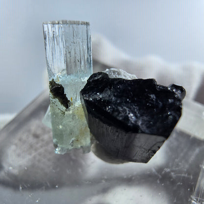 Aigue-marine de Setlene, tourmaline de Schörl, stade orthose Erongo, Namibie 16*14*10 mm 
