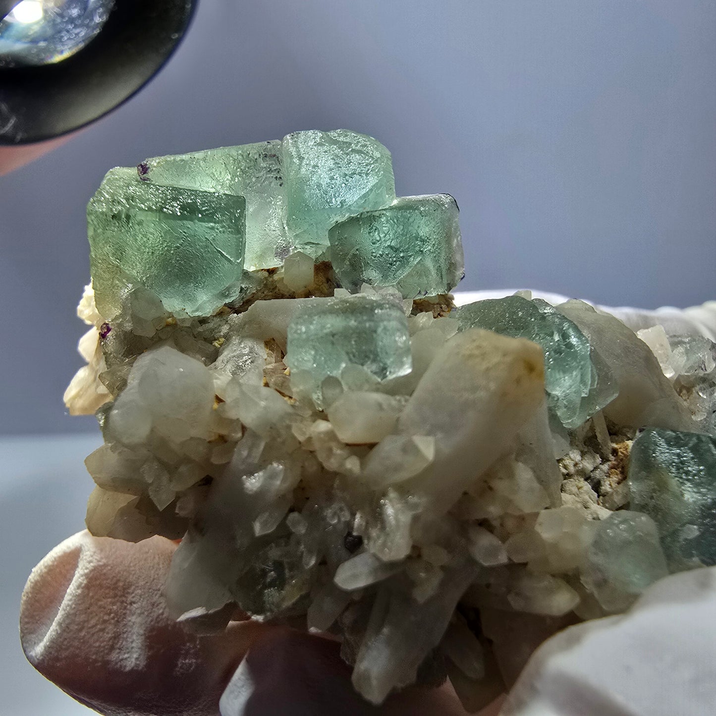 Rare cube de fluorite fantôme, spécimen de quartz vert Brandberg, Namibie, 57 x 33 x 37 mm 