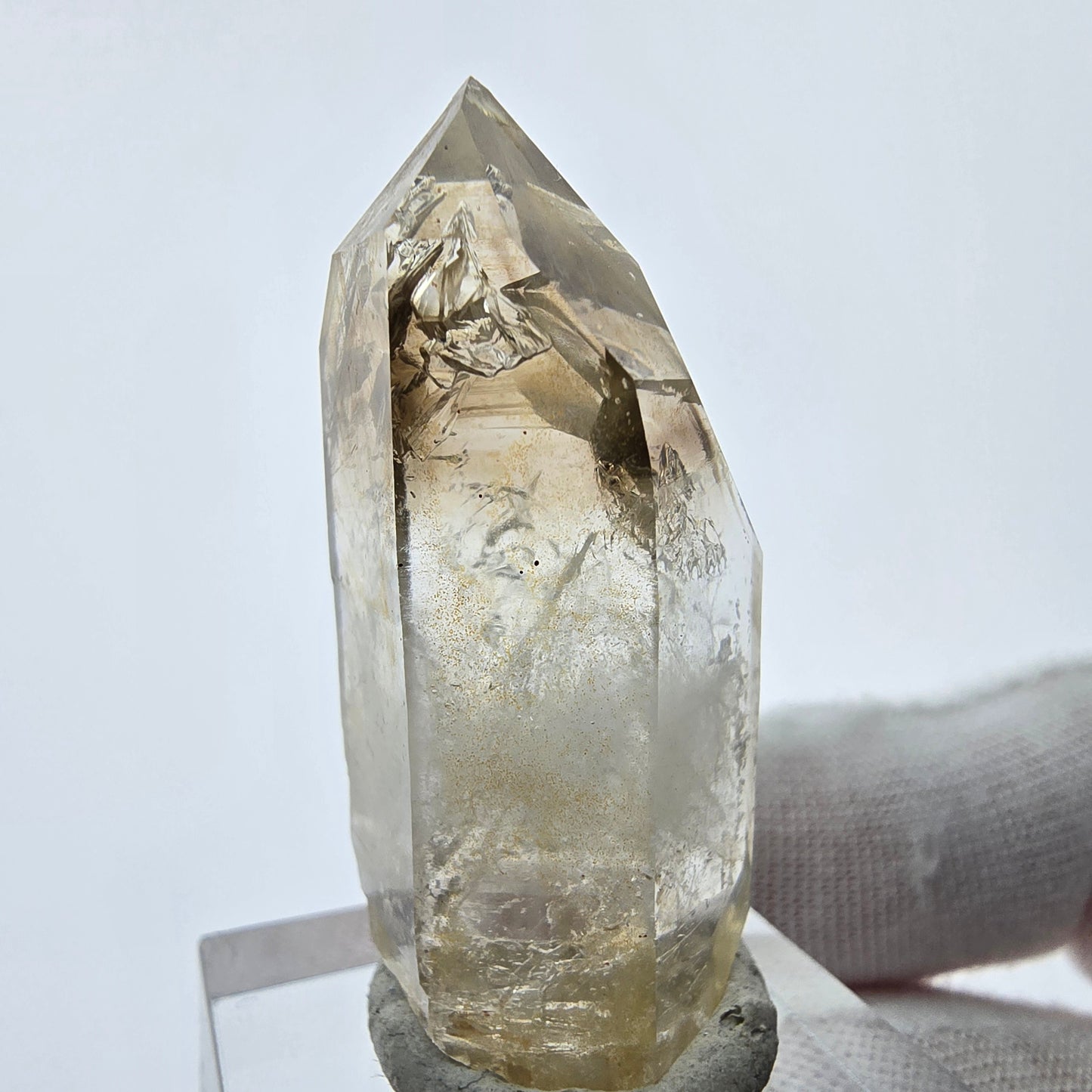 Enhydro Phantom Smoky Quartz Sceptre Tip 2x Bubble Goboboseb, Namibie 39*17*16mm 
