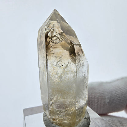 Enhydro Phantom Smoky Quartz Sceptre Tip 2x Bubble Goboboseb, Namibie 39*17*16mm 