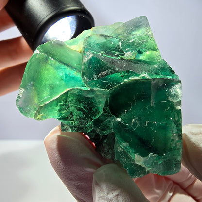 Spécimen de cube de fluorite fantôme transparente, vert parqueté Okorusu, Namibie 54 x 49 x 32 mm 