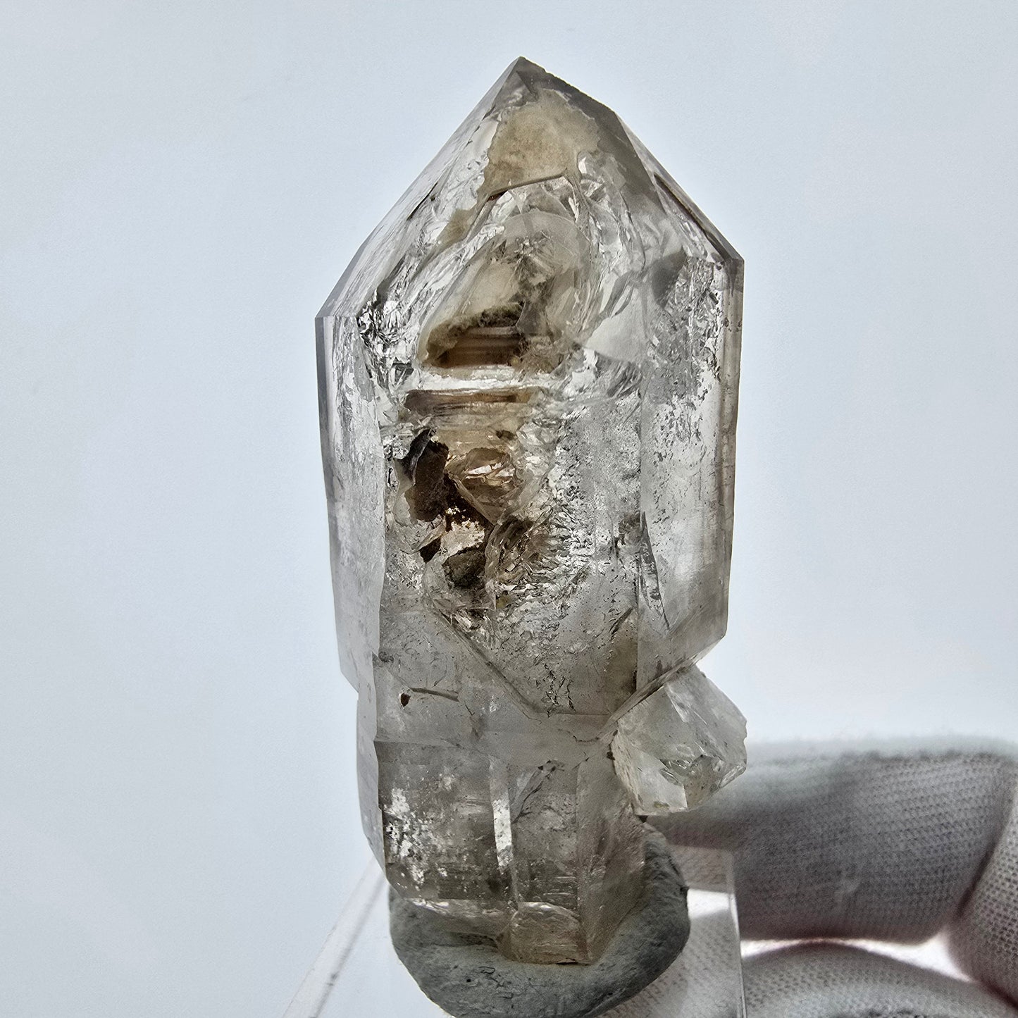 Enhydro Phantom Smoky Quartz Sceptre Tip 2x Bubble Goboboseb, Namibie 61*27*22mm 