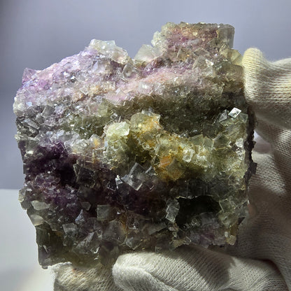 Grand spécimen de cube de fluorite fantôme, double face, vert violet Okorusu Namibie 84*80*27mm 