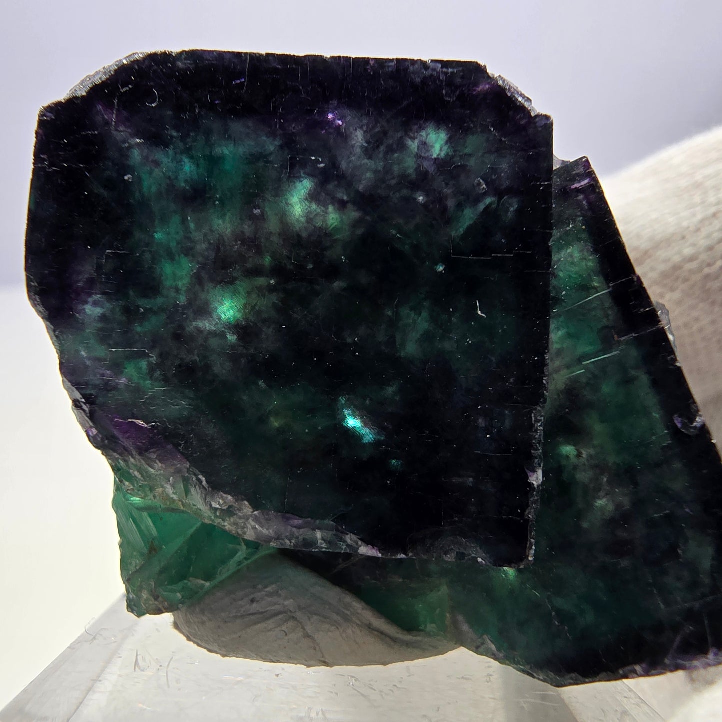 Clear Phantom Fluorite Cube Specimen zonal green purple Okorusu, Namibia 45*37*29mm 
