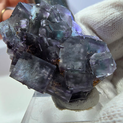 Clear Phantom Fluorite Cube Specimen zonal green purple Okorusu, Namibia 42*32*33mm 