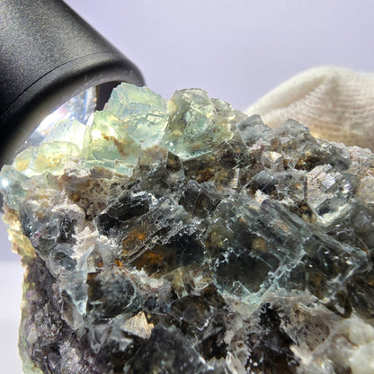 Große Phantom Fluorit Würfel, Quarz Stufe, doppelseitig grün Okorusu Namibia 110*53*36mm