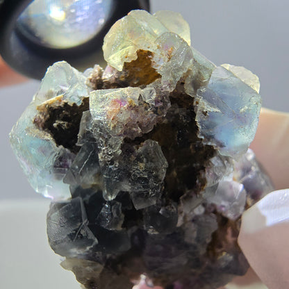 Cube de fluorite fantôme, spécimen de quartz vert violet, Okorusu, Namibie, 43 x 32 x 20 mm 