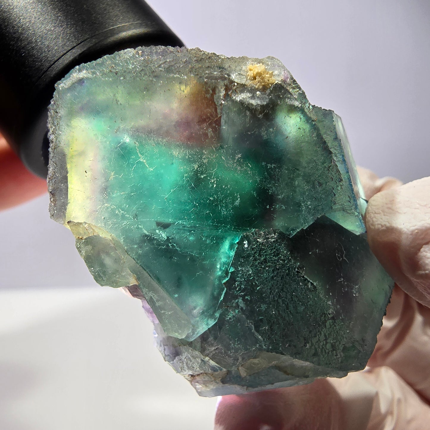 Spécimen de cube de fluorite fantôme, parqueté vert violet Okorusu, Namibie 44*43*21 mm 