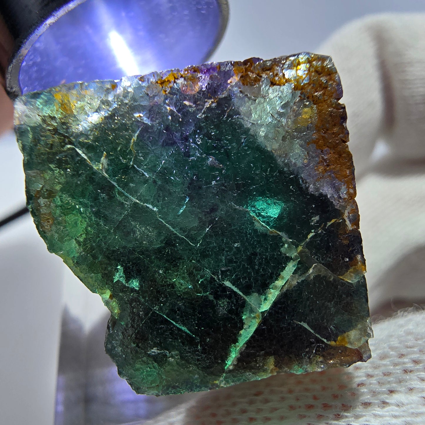 Rare cube de fluorite fantôme zonal, vert violet Okorusu, Namibie 28*25*20mm 