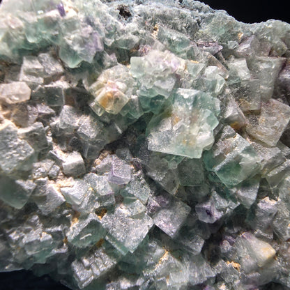 Grands cubes de fluorite zonaux, niveau de quartz vert violet Erongo, Namibie 124*59*27mm