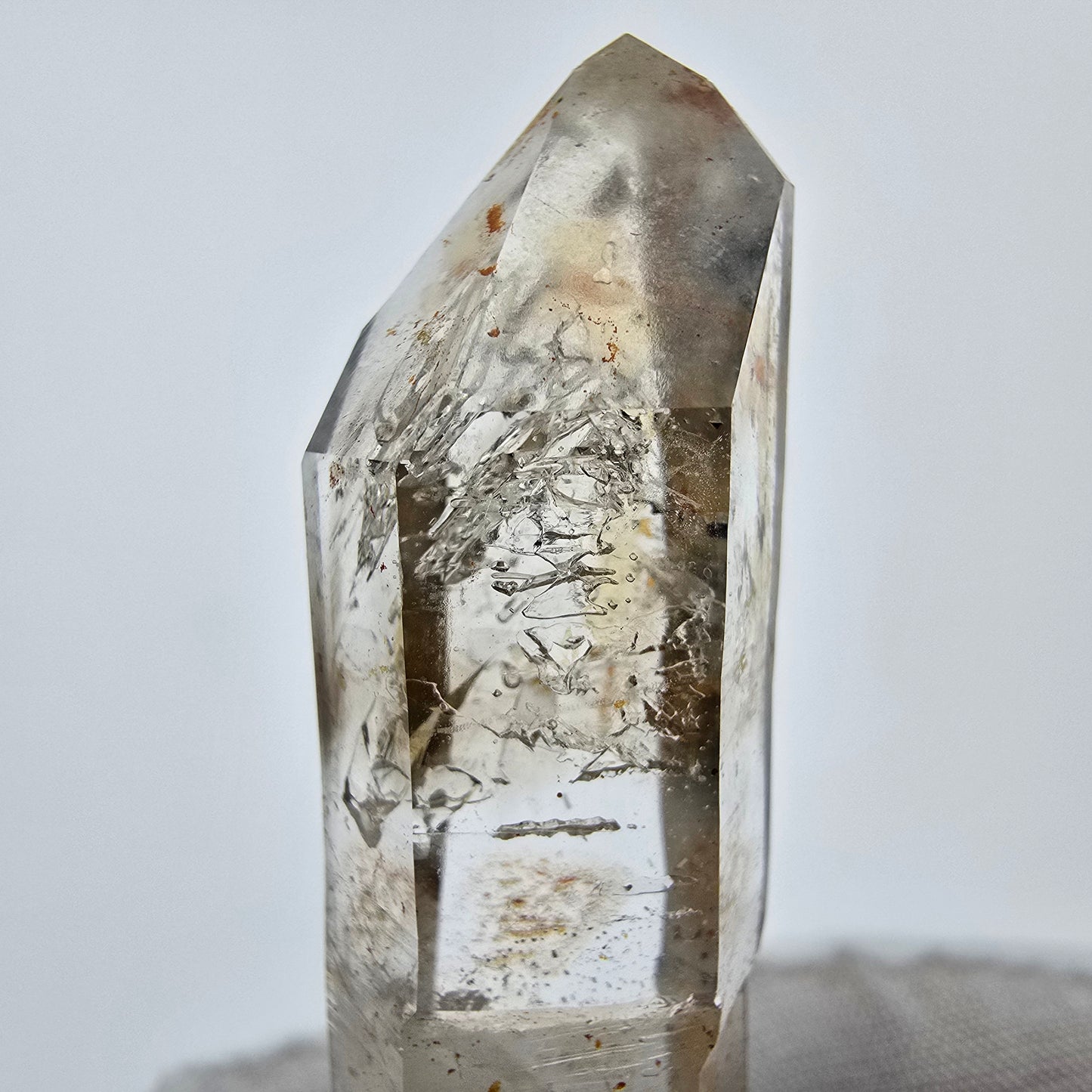 Enhydro Phantom Smoky Quartz Sceptre Tip 1x Bubble Goboboseb, Namibie 52*16*13mm 