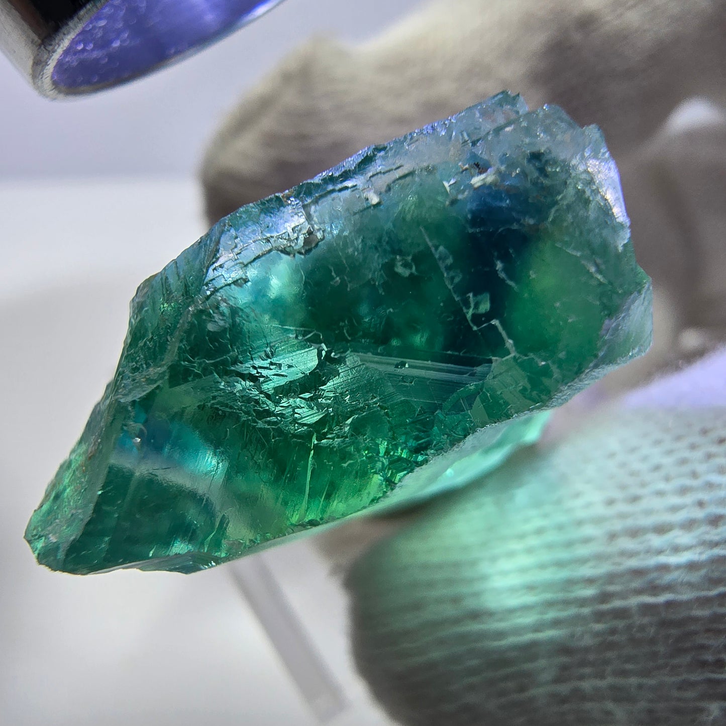 Spécimen de cube de fluorite fantôme, parqueté, vert turquoise Okorusu, Namibie 29*24*19mm 