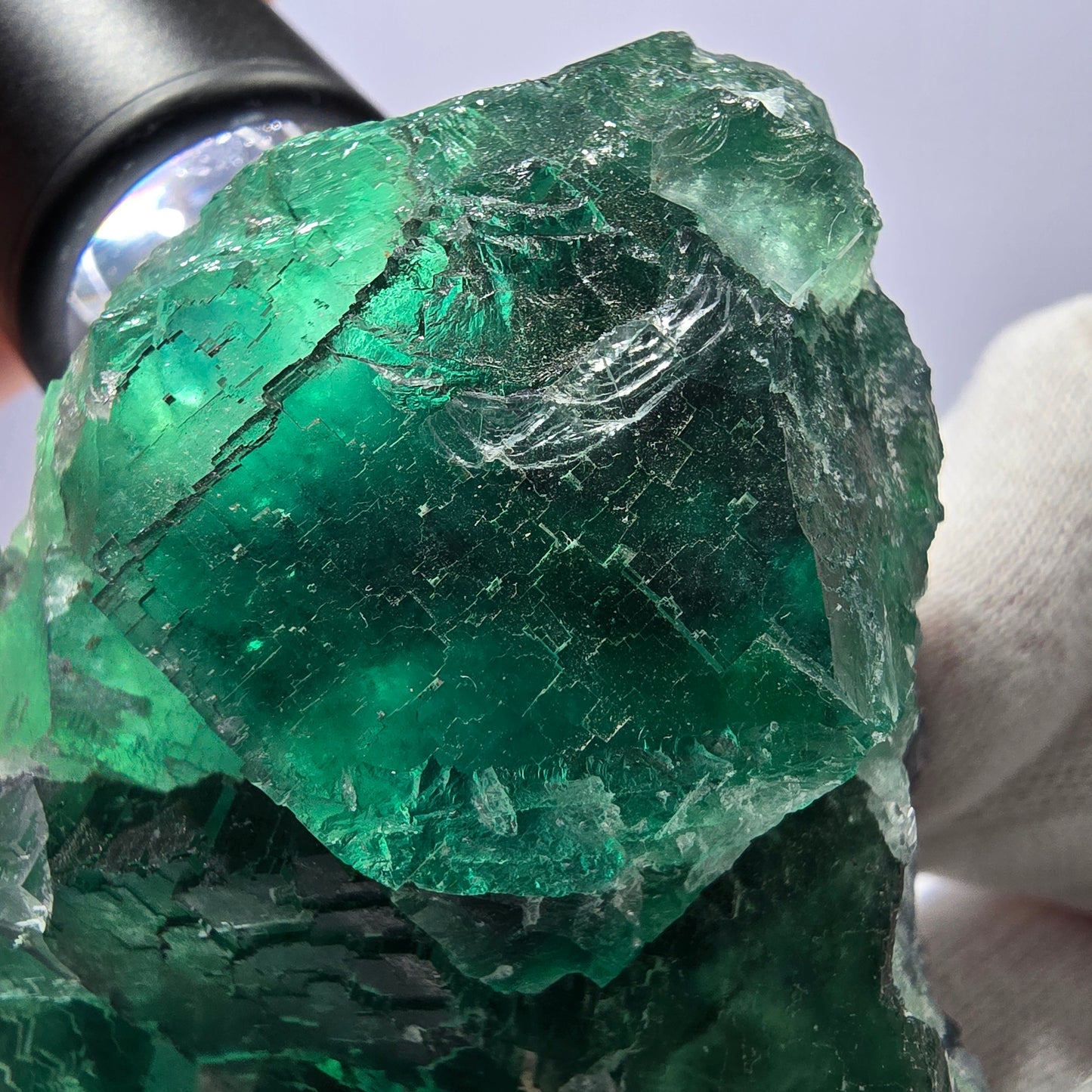 Rare spécimen de cube de fluorite fantôme, parqueté vert Okorusu, Namibie, 79 x 72 x 36 mm 