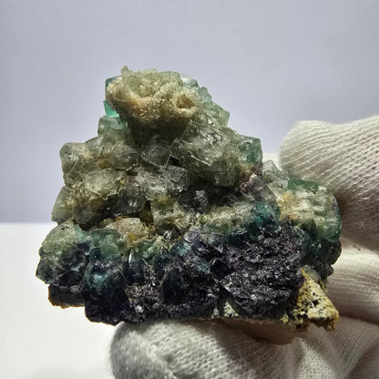Cube de fluorite fantôme zonal, spécimen d'orthose, Erongo, Namibie, 62 x 45 x 30 mm 
