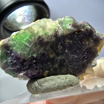 Phantom Fluorit Würfel, parkettiert, Quarz Stufe Okorusu, Namibia 35*25*19mm