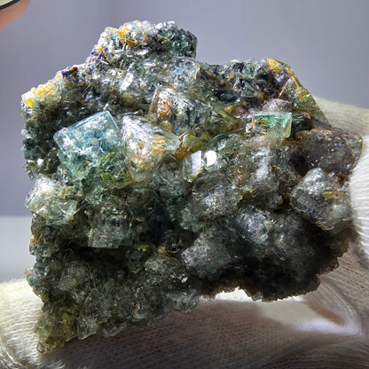 Cubes rares de fluorite fantôme zonale, vert violet, Erongo, Namibie 63*59*18 mm 