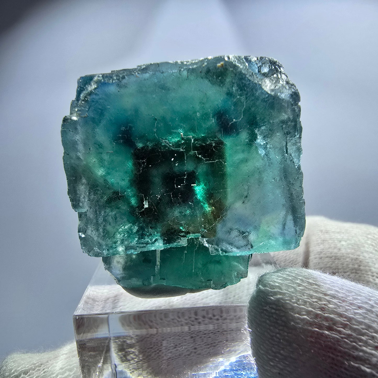 Phantom Fluorit Würfel, parkettiert grün braun Okorusu, Namibia 38*29*24mm
