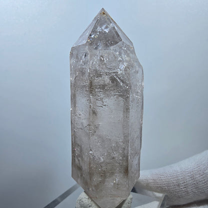 Sceptre DT Enhydro en quartz fumé squelette, 2 gobos de poche Bubble Valentine. Namibie 85 x 32 x 27 mm 