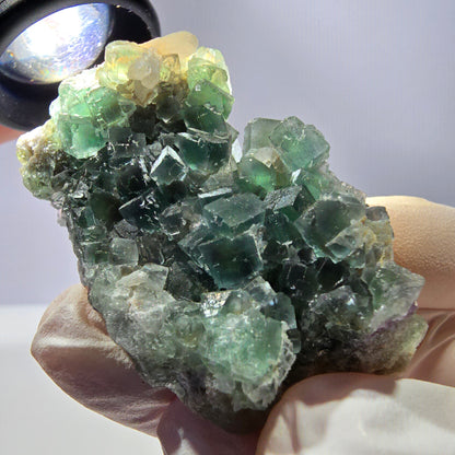 Rare cube de fluorite fantôme, spécimen de quartz vert Okorusu, Namibie, 55 x 33 x 24 mm 