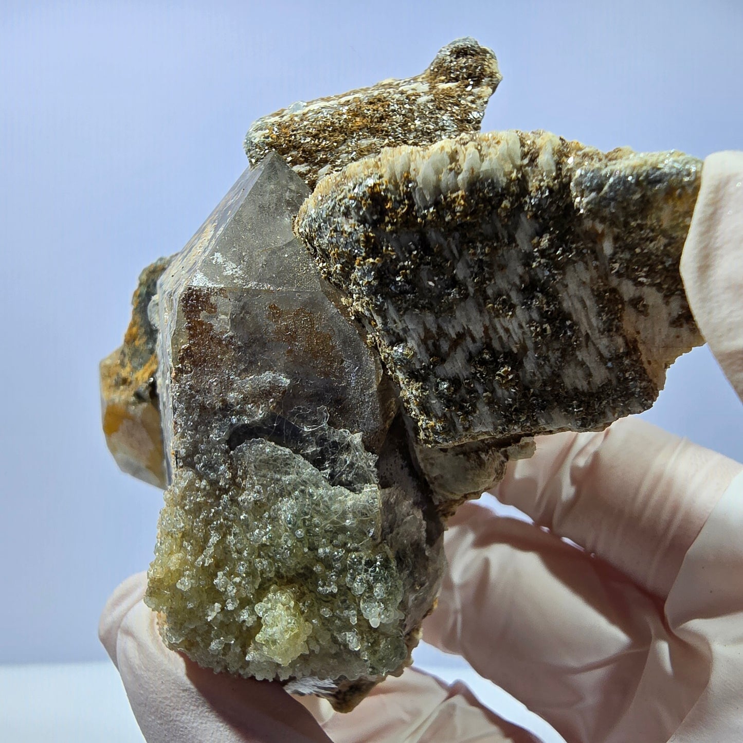 Rauchquarz, Hyalit Schörl Turmalin Orthoklas Muskovit Erongo, Namibia 74*68*36mm