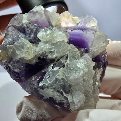 Rare cube de fluorite fantôme, spécimen de quartz violet Okorusu, Namibie, 53 x 42 x 24 mm 
