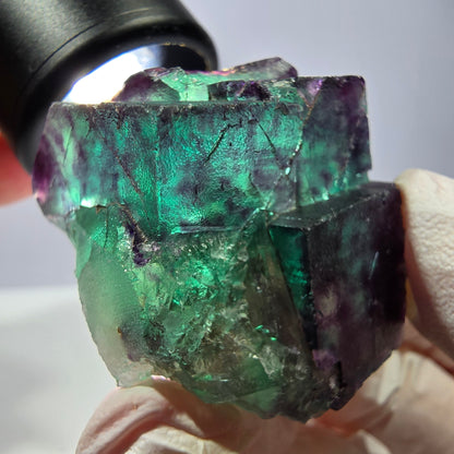 Spécimen de cube de fluorite fantôme, parqueté vert violet Okorusu, Namibie 39*33*22 mm 