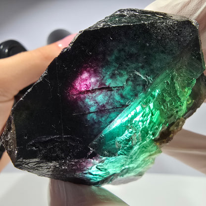 Cube de fluorite fantôme XL parqueté vert violet Okorusu, Namibie 54*54*47mm 