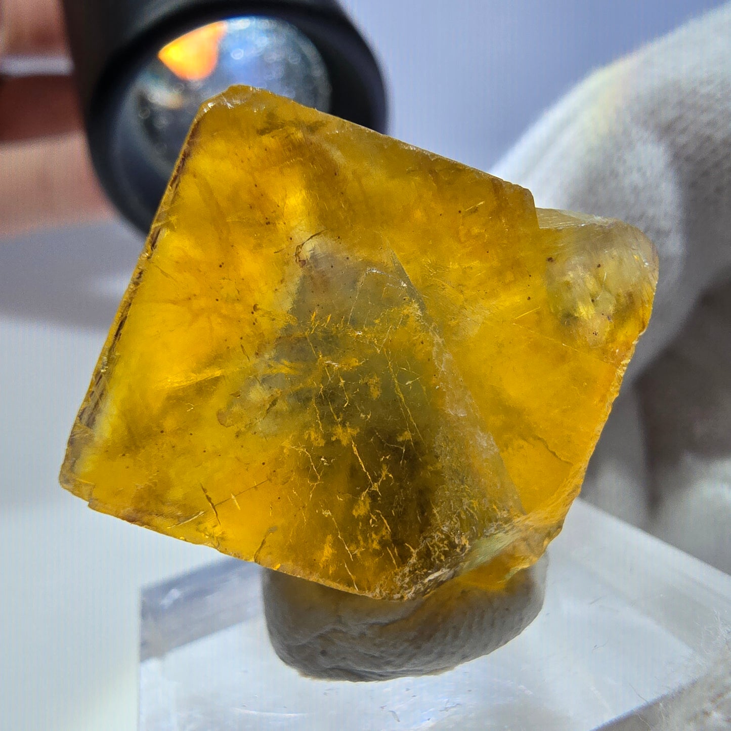 Klarer Phantom Fluorit Würfel, gelb grün Okorusu, Namibia 27*26*15mm