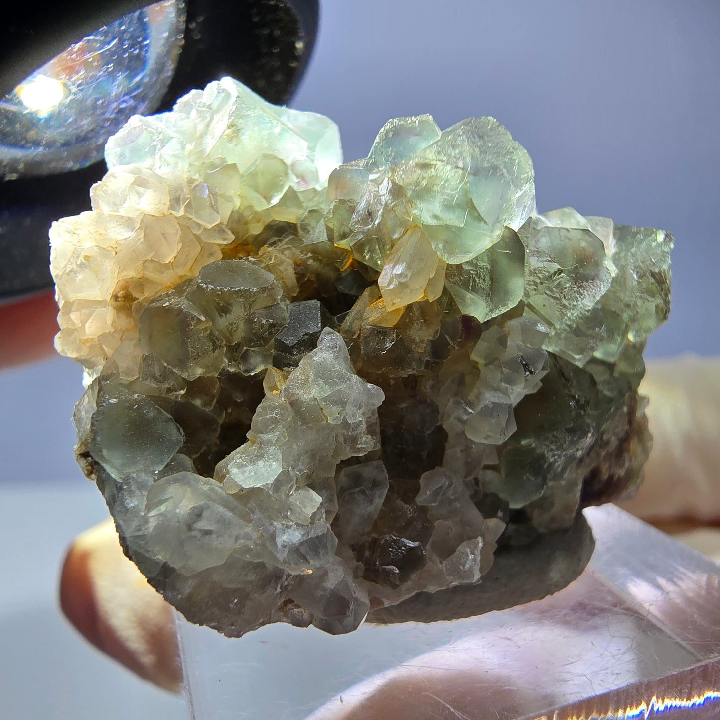 Phantom Fluorit Würfel, Quarz Stufe, grün Okorusu, Namibia 31*25*20mm
