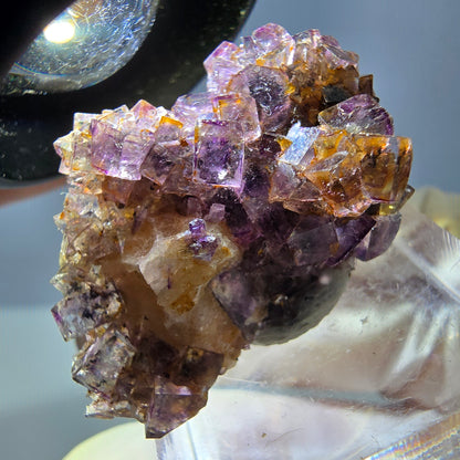 Spécimen de cube de fluorite fantôme, violet-jaune, Okorusu, Namibie, 36 x 27 x 15 mm 