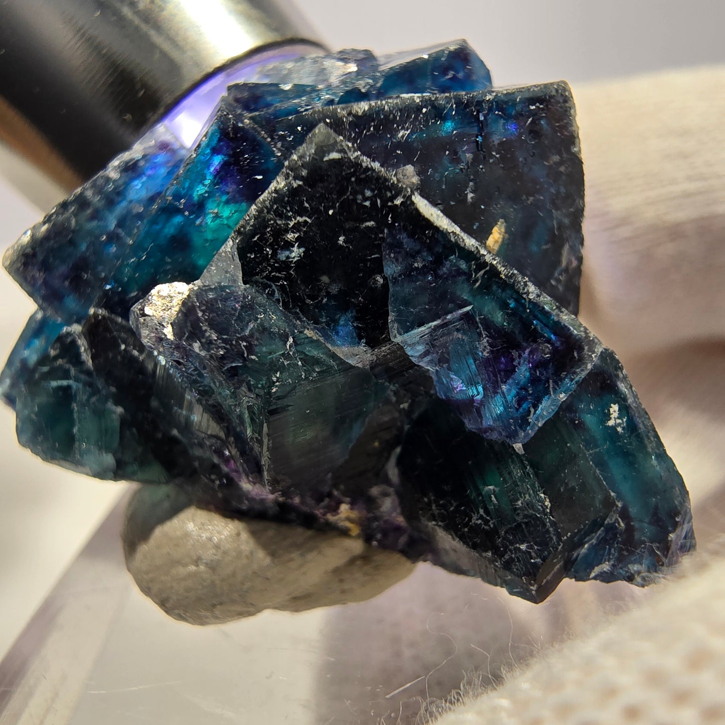 Spécimen de cube de fluorite fantôme, zonal – Nouvelle découverte ! Okorusu, Namibie, 37 x 27 x 23 mm 
