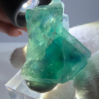 Spécimen de cube de fluorite fantôme parqueté vert turquoise Okorusu, Namibie 41*35*22mm 