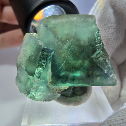 Clear Phantom Fluorite Cube Specimen, green turquoise Okorusu, Namibia 32*25*19mm 