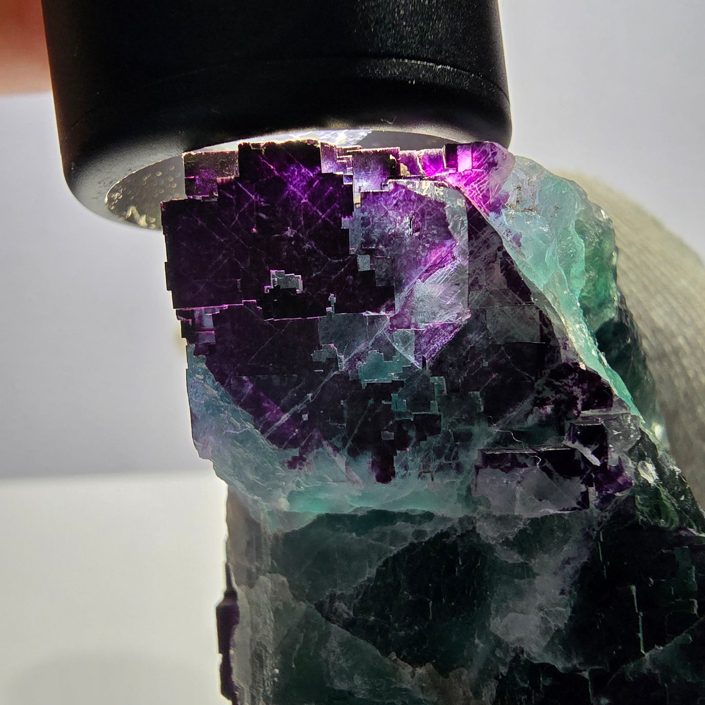 Große Phantom Fluorit Würfel Stufe grün lila zonal 11:11 Angel Pocket, Namibia 98*78*51mm