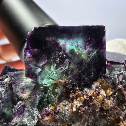 Seltene Phantom Fluorit Würfel Stufe grün lila zonal Okorusu Namibia 63*53*38mm