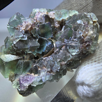 Seltene Phantom Fluorit Würfel Stufe zonal grün lila Okorusu, Namibia 35*35*23mm