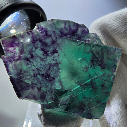 Seltene Phantom Fluorit Würfel Stufe zonal grün lila Okorusu, Namibia 40*34*17mm