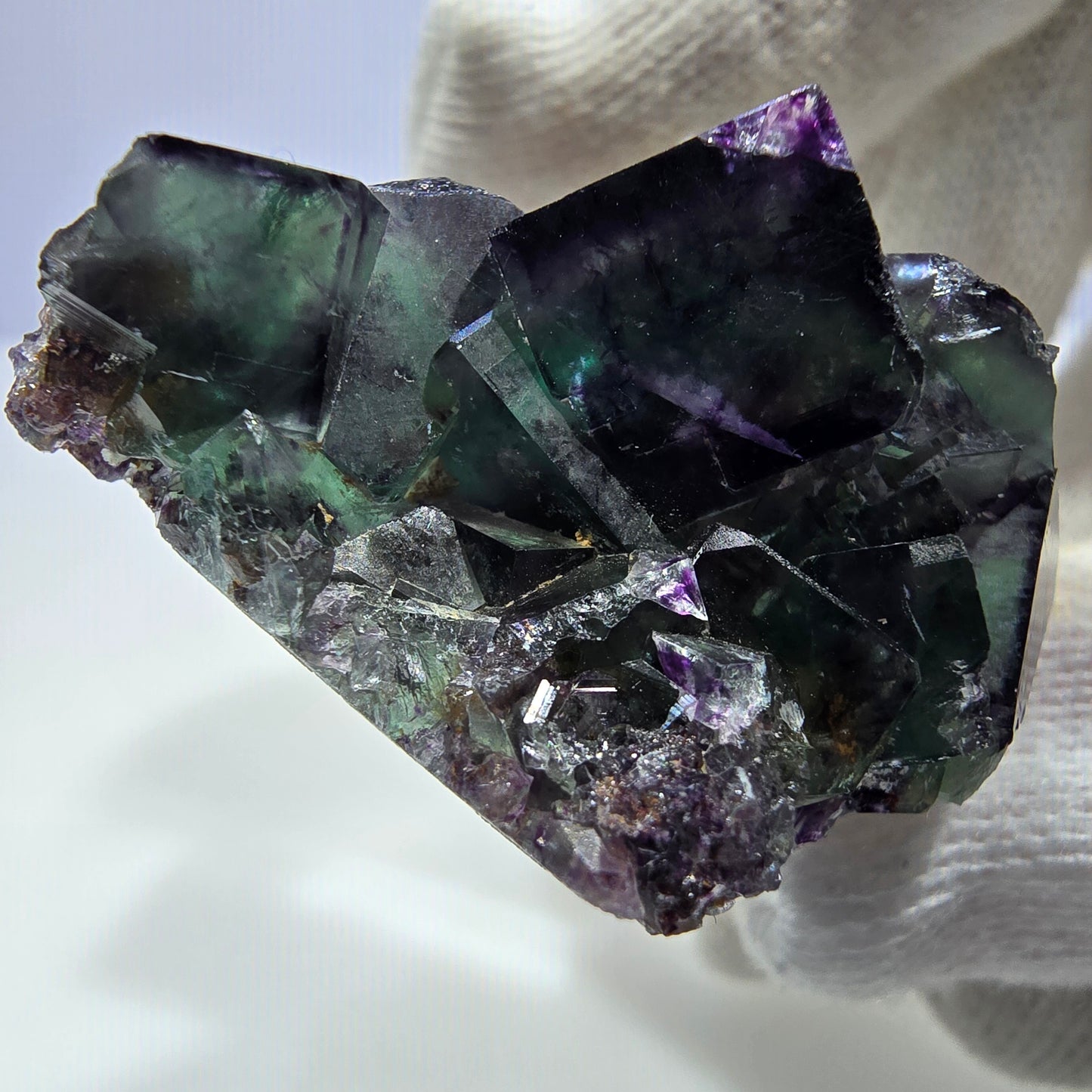 Clear Phantom Fluorite Cube Specimen zonal green purple Okorusu, Namibia 41*28*23mm 