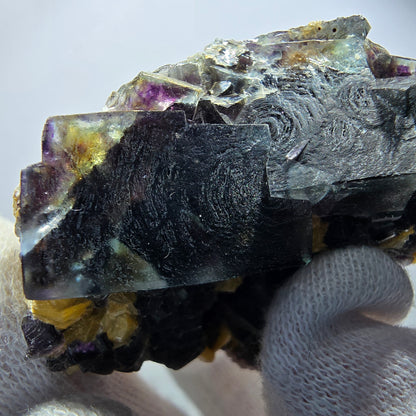 Bunte Phantom Fluorit Würfel Hyalit Muskovit Stufe Erongo, Namibia 51*39*30mm