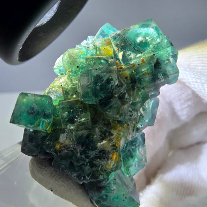 Cube de fluorite fantôme, spécimen de tourmaline Schorl, Erongo, Namibie, 34 x 27 x 22 mm 